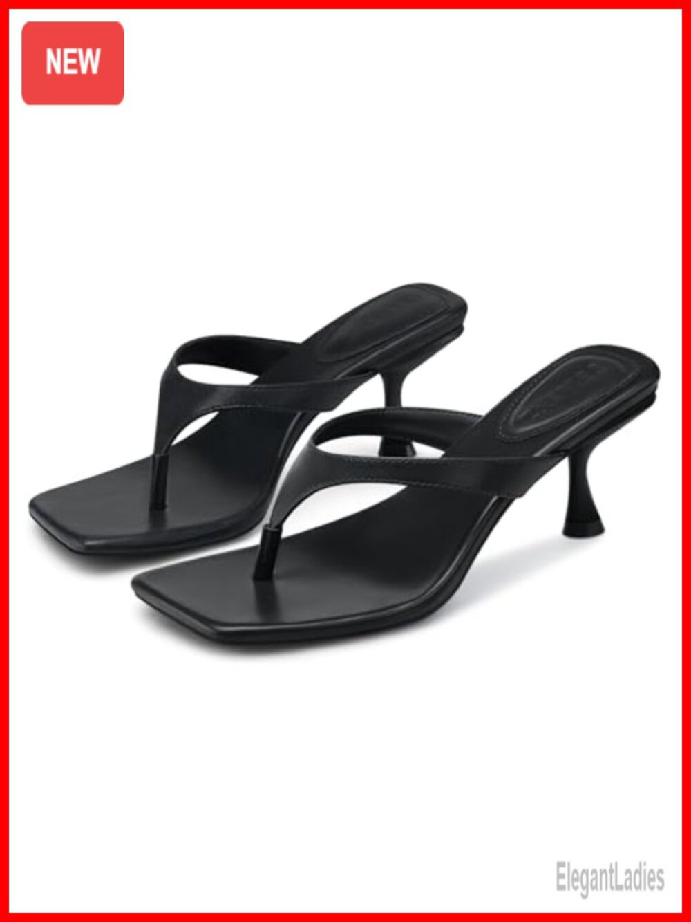 Women's Kitten Heel Sandals 2.5 Inch Heeled Flip Flop Square Toe Thong Strap
